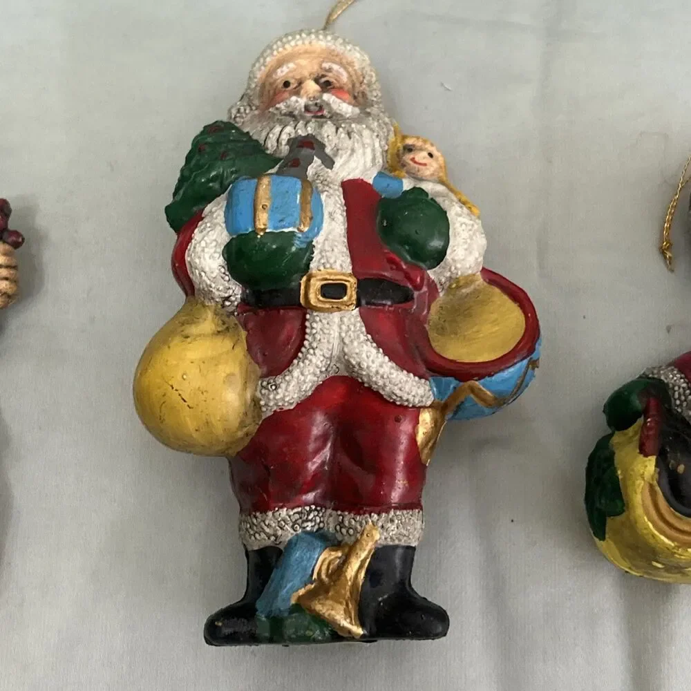 Vintage Old World Santa Ornaments Christmas Tree Decor Set of 3 Figurines